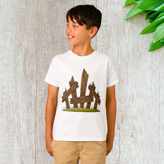 Gebroken houten hek rustieke boerderij t-shirt