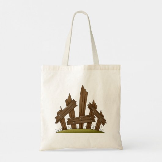 Gebroken houten hek rustieke boerderij tote bag (Achterkant)