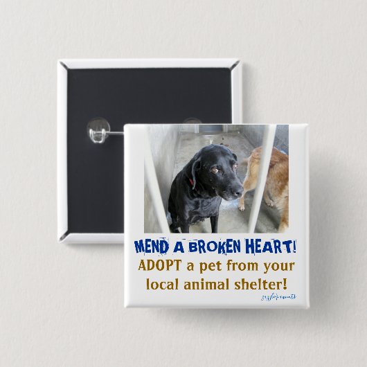 Gebroken huisdieren vierkante button 5,1 cm (Voorkant /achterkant)