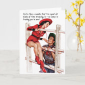 Gebroken in Zaddle 1950s Cowgirl Wenskaart Kaart (Gele Bloem)