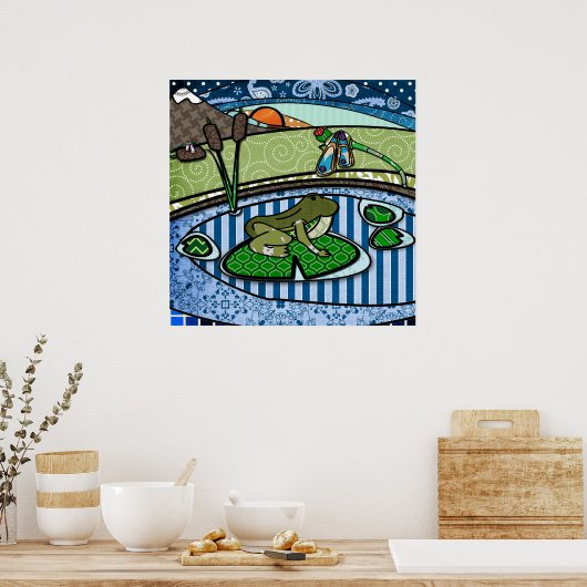 Gebroken kikker in een vijver poster (Keuken)