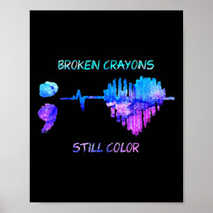 Gebroken kleurpotloden Is nog steeds kleur Hartsla Poster