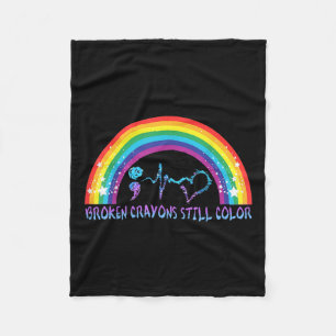 Gebroken kleurpotloden Kleur nog steeds T-shirt Pr Fleece Deken