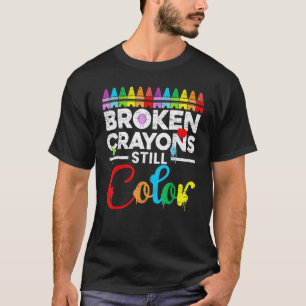 Gebroken kleurpotloden kleuren nog steeds bewustzi t-shirt
