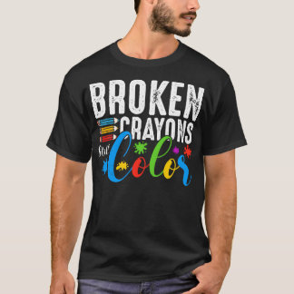 Gebroken kleurpotloden kleuren nog steeds de bewus t-shirt