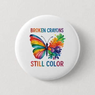 Gebroken kleurpotloden kleuren nog steeds de geest ronde button 5,7 cm