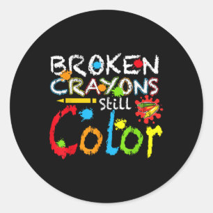 Gebroken kleurpotloden kleuren nog steeds de geest ronde sticker