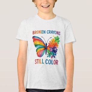 Gebroken kleurpotloden kleuren nog steeds de geest Tri-Blend shirt