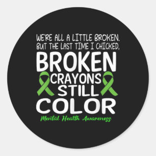 Gebroken kleurpotloden kleuren nog steeds groene g ronde sticker