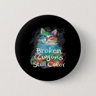 Gebroken kleurpotloden kleuren nog steeds Kat Doce Ronde Button 5,7 Cm