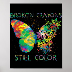 Gebroken kleurpotloden kleuren nog steeds mentaal  poster