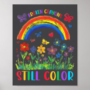 Gebroken kleurpotloden kleuren nog steeds mentale poster