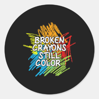 Gebroken kleurpotloden kleuren nog steeds T-shirt  Ronde Sticker