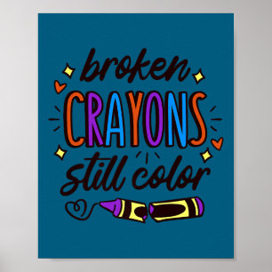 Gebroken kleurpotloden maken nog steeds kleur bewu poster