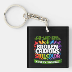 Gebroken kleurpotloden sleutelhanger