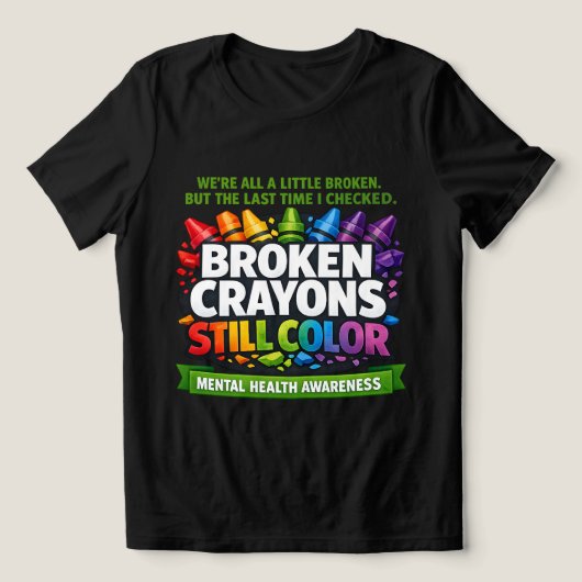 Gebroken kleurpotloden Tri-Blend shirt (Design voorkant)