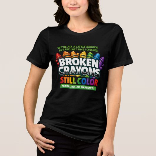 Gebroken kleurpotloden Tri-Blend shirt (Voorkant)