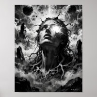 Gebroken Kosmisch Geest Surrealistisch Portret Pos