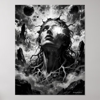 Gebroken Kosmisch Geest Surrealistisch Portret Pos Poster