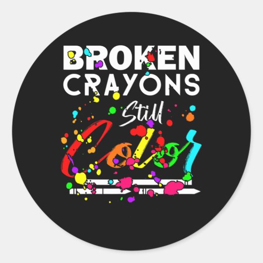 Gebroken krayons nog steeds kleur Stomme Mental He Ronde Sticker (Voorkant)