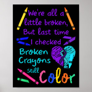 Gebroken krayons nog steeds Kleur T-shirt Zelfmoor Poster