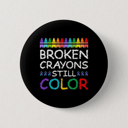 Gebroken krayons nog steeds Kleur Zelfmoordprevent Ronde Button 5,7 Cm (Voorkant)