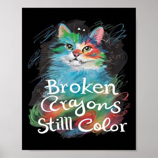 Gebroken krijtjes kleuren nog steeds Cat Teacher M Poster (Voorkant)