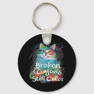 Gebroken krijtjes kleuren nog steeds Cat Teacher M Sleutelhanger