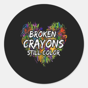 Gebroken krijtjes kleuren nog steeds grappige gees ronde sticker