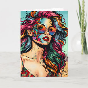 Gebroken kunst   Abstracte vrouw op het strand Kaart