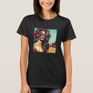 Gebroken kunst   Abstracte vrouw op het strand T-shirt