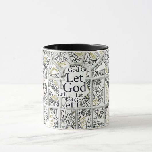 Gebroken, maar niet gespleten, met zwarte vulling  mok (Midden)