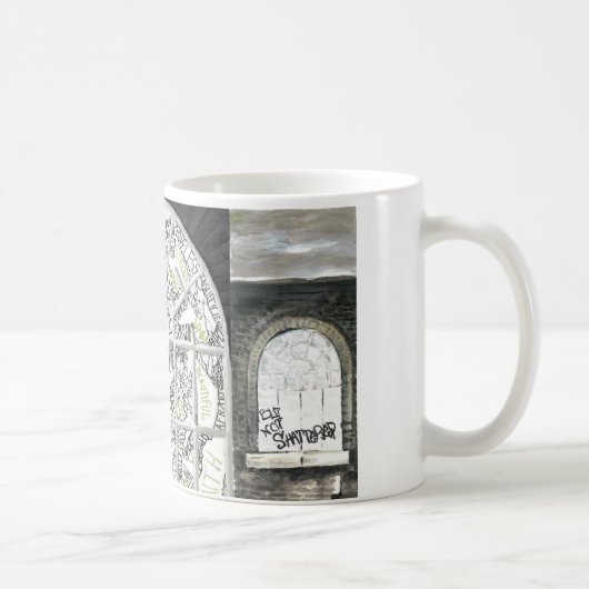 Gebroken, maar niet verbrijzelde zwarte behandelde mok (Rechts)