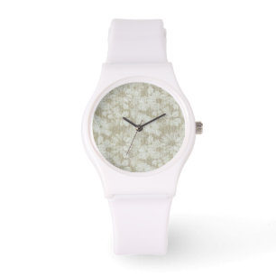 Gebroken madeliefje textuurpatroon in koffiekreem horloge