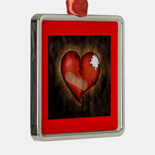 Gebroken/Mending Heart-ornament Metalen Ornament (Rechts)
