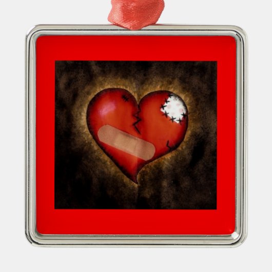 Gebroken/Mending Heart-ornament Metalen Ornament (Voorkant)