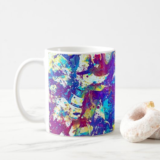 Gebroken Mood Ring Serie No. 1 – Gebroken Spectrum Koffiemok (Met donut)