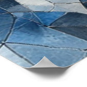 Gebroken mozaïek: blauw geometrisch gebarsten glas poster (Hoek)