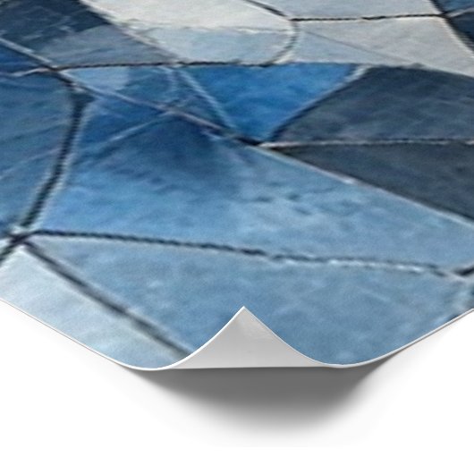 Gebroken mozaïek: blauw geometrisch gebarsten glas poster (Hoek)