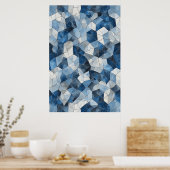 Gebroken mozaïek: blauw geometrisch gebarsten glas poster (Keuken)