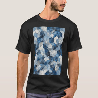 Gebroken mozaïek: blauw geometrisch gebarsten glas t-shirt