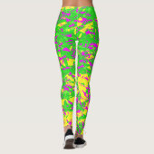 Gebroken Neon Roze en Gele Limoen Leggings (Achterkant)