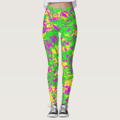 Gebroken Neon Roze en Gele Limoen Leggings (Voorkant)