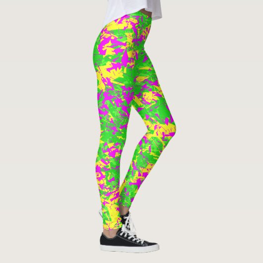 Gebroken Neon Roze en Gele Limoen Leggings (Rechts)