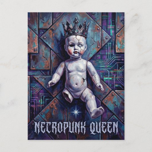 Gebroken Pop Necropunk Koningin Briefkaart (Voorkant)