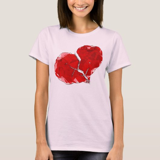 Gebroken Rood Hart Polygoon Abstract Kleding T-shirt (Voorkant)