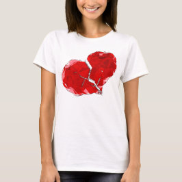 Gebroken Rood Hart Polygoon Abstract Kleding T-shirt
