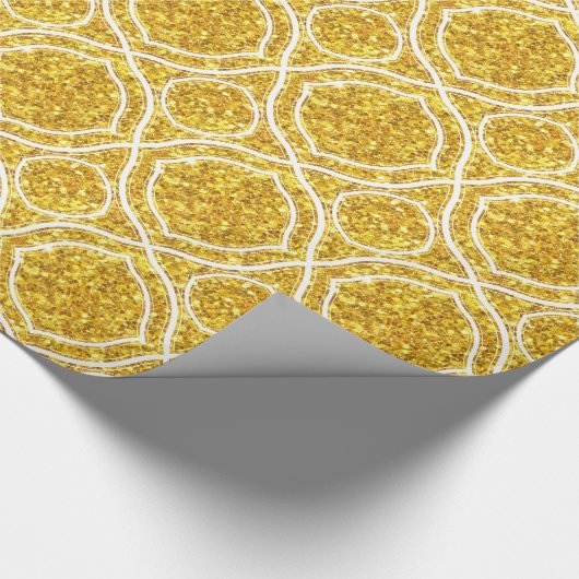 Gebroken spiegel glitter en witte geometrische vor cadeaupapier (Hoek)