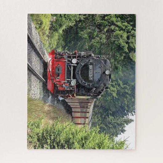 Gebroken spoorlijn nostalgische stoomlocomotief legpuzzel (Verticaal)