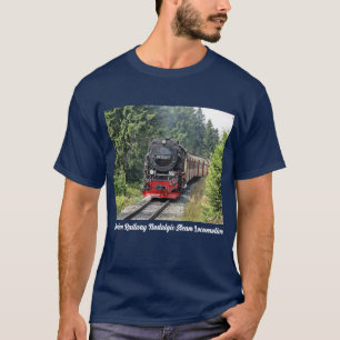 Gebroken spoorlijn nostalgische stoomlocomotief t-shirt